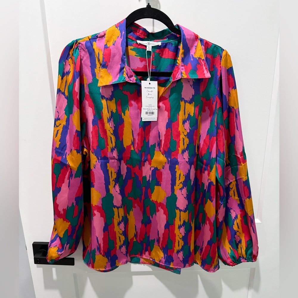 Stroke of Luck Blouse abstract Michelle McDowell Size Xl - Picture 2 of 3